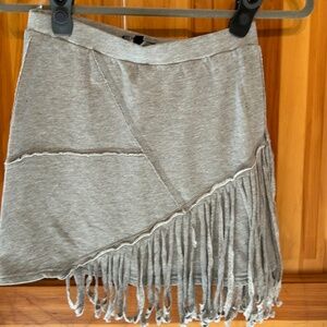 SK 33 NWT POL Gray Fringed Skirt Small